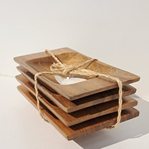 Bandeja de madera Selecta 16.5x9cm x4pcs 