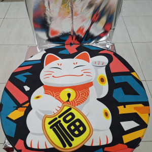Alfombra redonda con diseño de gato