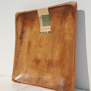Plato cuadrado de madera 20x20cm