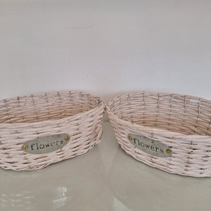 Paneras de mimbre blanco
