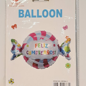 Globo Feliz Cumpleaños con forma de caramelo 48x68cm
