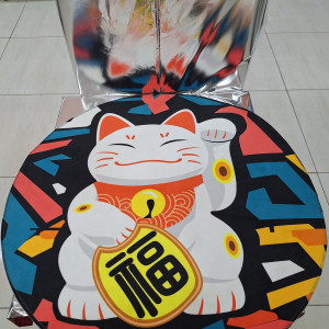 Alfombra redonda con diseño de gato