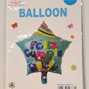 Globo Feliz Cumple con forma de estrella 50cm