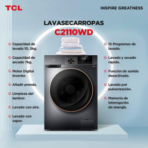LAVASECARROPAS TCL SILVER 10,5/7KG 