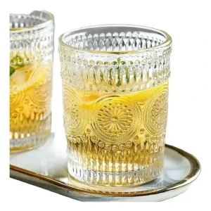 Vaso de vidrio labrado 10cm 