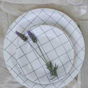 plato de mesa ceramica Blanco /gris