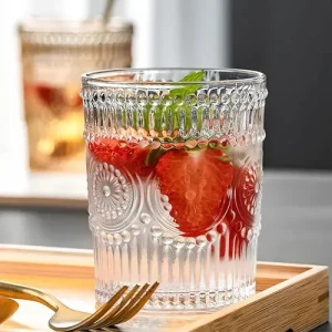 Vaso de vidrio labrado 10cm 