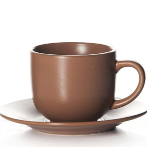 Taza con plato terracota