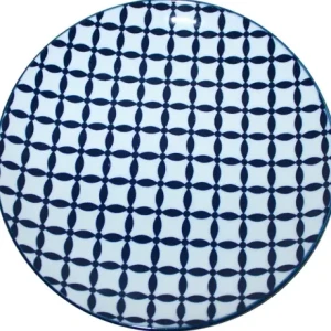 Plato para postres diseño de cuadros - Blanco-Azul