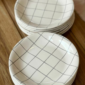 plato de postre ceramica Blanco/gris