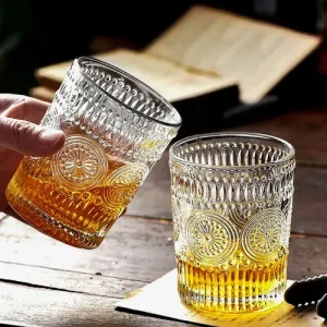 Vaso de vidrio labrado 10cm 