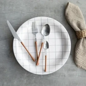 plato de mesa ceramica Blanco /gris