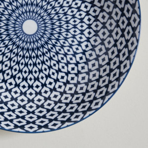 Plato hondo para sopas - Blanco Azul 