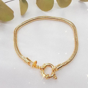 Pulsera cola de ratón enchapado en oro, con cierre marinero