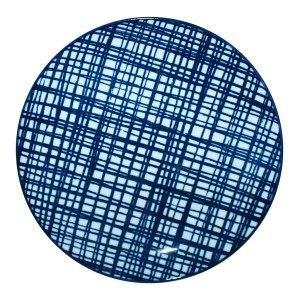 Plato llano - Líneas superpuestas Blanco/azul