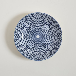 Plato hondo para sopas - Blanco Azul 