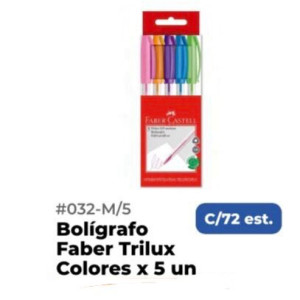 Boligrafos Faber Trilux Colores x5