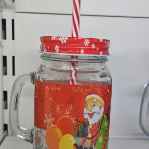 Vasos de vidrio con diseños y pajita 