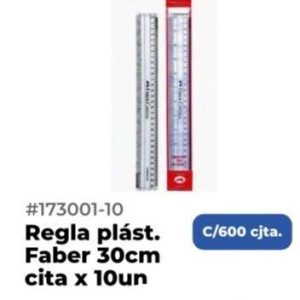 Regla plástic,. Faber 30 cm 