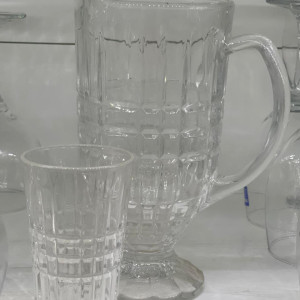 Set Jarra de vidrio + 6 vasos de vidrio con diseño 