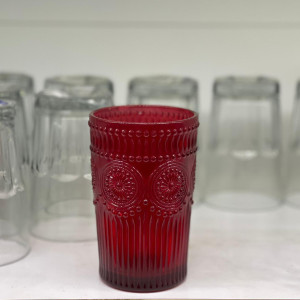 Vaso de vidrio mediano con color y diseño
