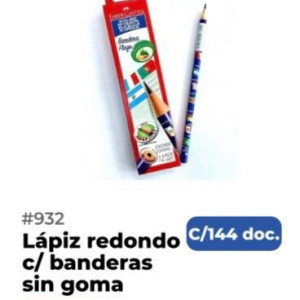 Lápiz Redondo c/ Banderas sin goma 