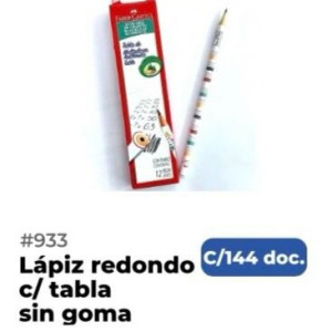 Lápiz Redondo c/ tabla sin goma