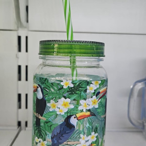 Vaso de Plástico con diseños y Pajita 