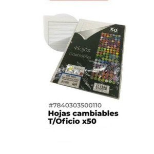Hojas cambiables T/Oficio x50