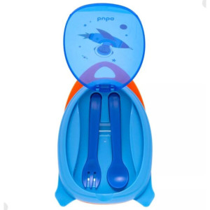 PLATO DE BEBÉ CON DIVISORIAS + 2 CUBIERTOS 