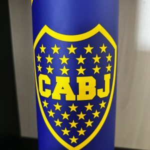 Termo de acero inoxidable con diseño de Boca Juniors / River Plate