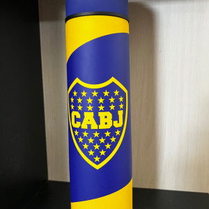 Termo de acero inoxidable con diseño de Boca Juniors / River Plate