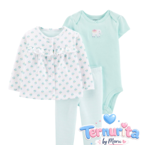 Conjunto Carter’s 3 Piezas Elephant Little Cardigan
