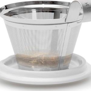 Tea Forté BIRDSONG – Taza de cerámica doble pared con infusor de acero inoxidable