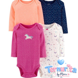 Pack de 4 Bodys Carter’s Manga Larga – 12 Meses