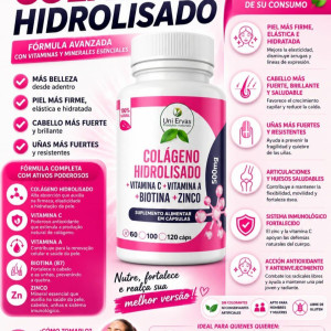 COLAGENO HIDROLIZADO + VITAMINA C + VITAMINA A + BIOTINA + ZINC