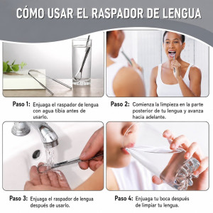 KIT LIMPIADOR RASPADOR DE LENGUA DE ACERO INOXIDABLE