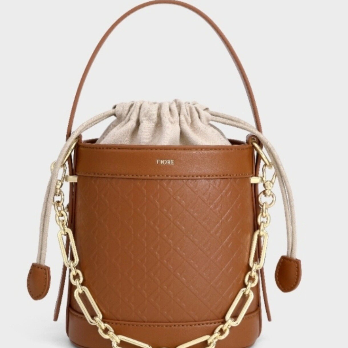 BUCKET BAG FIORE MARRÓN con monograma 