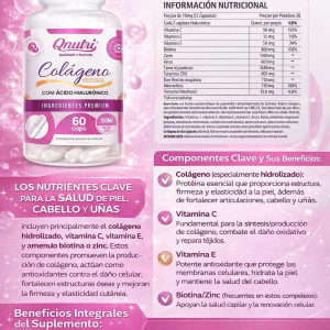 COLAGENO CON ACIDO HIALURONICO QNUTRI DE 60 CAPSULAS