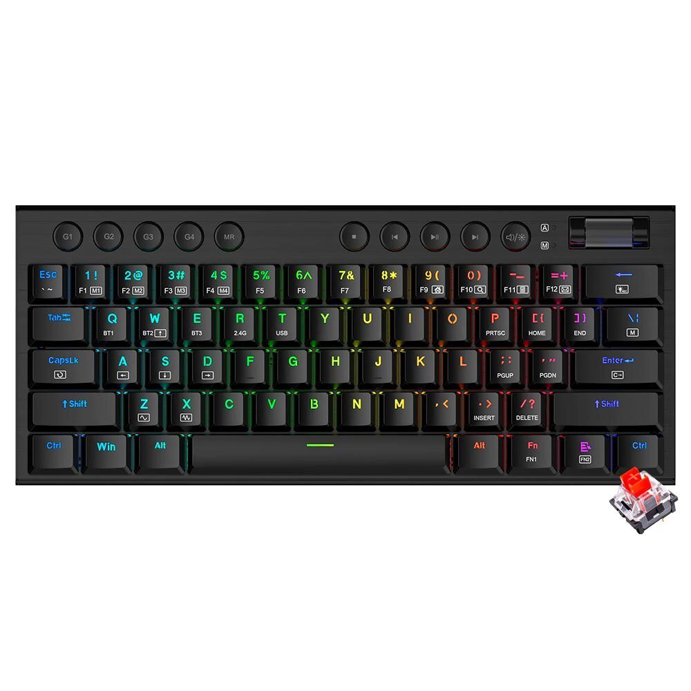 Teclado Gamer Mecánico Redragon K632RGB-PRO Horus Mini Pro Wireless / RED / Inglés