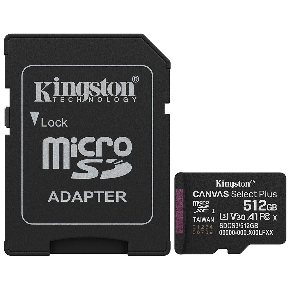 Tarjeta de Memoria Micro SD Kingston Canvas Select Plus C10 U1 V10 A1 512GB - SDCS3/512GB