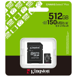 Tarjeta de Memoria Micro SD Kingston Canvas Select Plus C10 U1 V10 A1 512GB - SDCS3/512GB